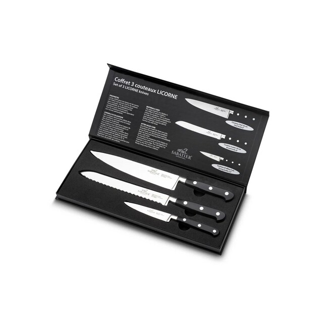 KNIVSET LICORNE STÅL/SVART 3DELAR